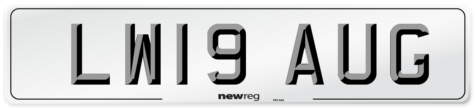 LW19 AUG Number Plate from New Reg